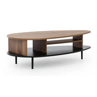 COUCHTISCH Nero 120 cm Retro-Stil Ovale Form - Hellbraun/Schwarz, Holzwerkstoff/Metall (62/119/37cm) - Ravio