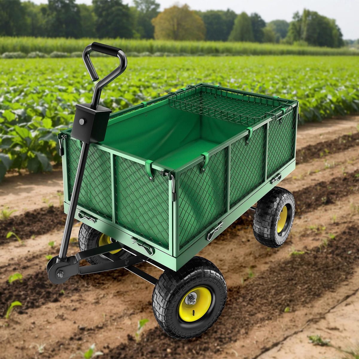 BOLLERWAGEN , Belastbarkeit 550 kg, grün - Grün, Metall (51.5/65/114cm) - tectake