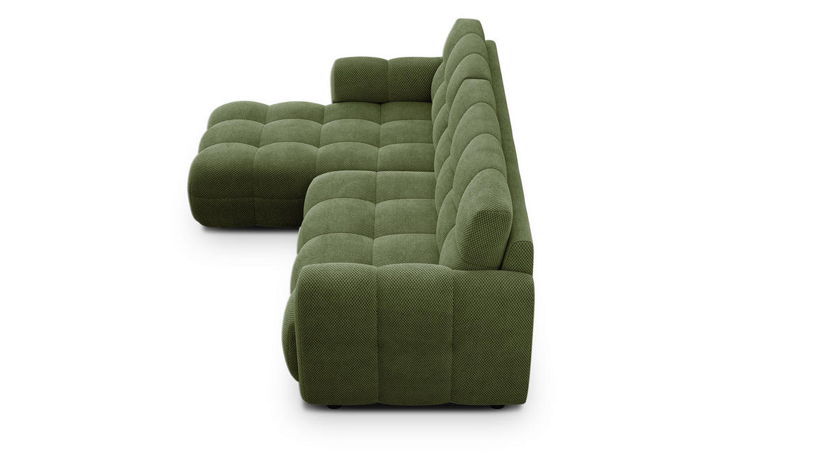 ECKSOFA MELLOW 3-Sitzer, olive - Schwarz/Grün, Holz/Textil (232/156cm) - Courtois Laville