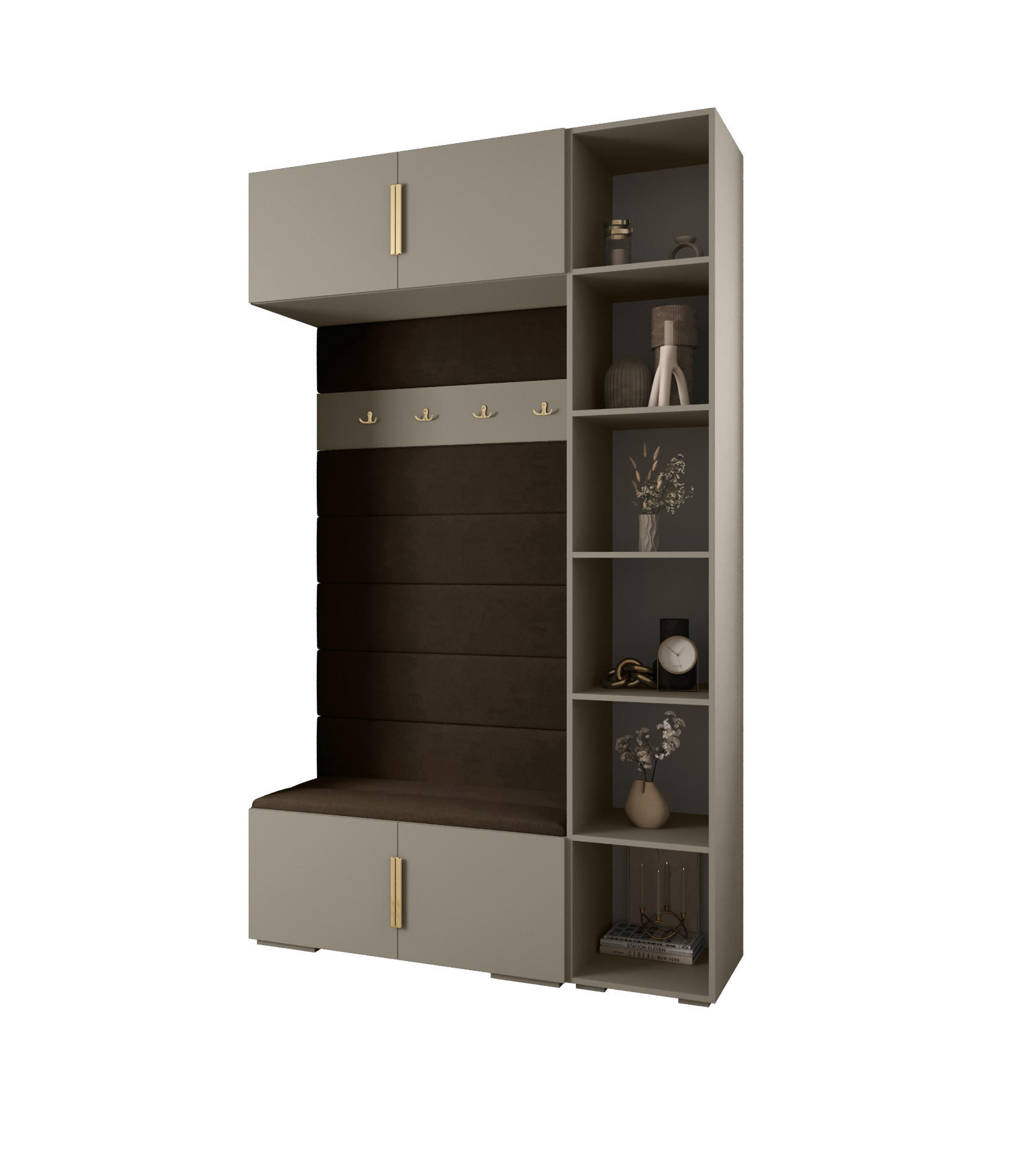 GARDEROBEN-SET 236,7/140/47 - Kaschmir/Goldfarben, Holz/Kunststoff (140/236.7/47cm) - Abiks Möbel