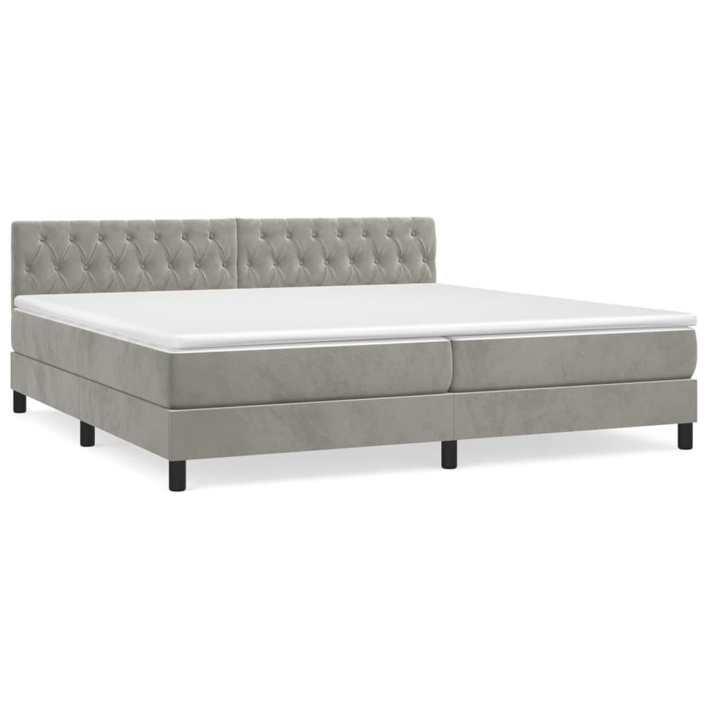 BOXSPRINGBETT MIT MATRATZE HELLGRAU 200X200 CM SAMT - Hellgrau, Holz/Textil (200/200cm) - vidaXL