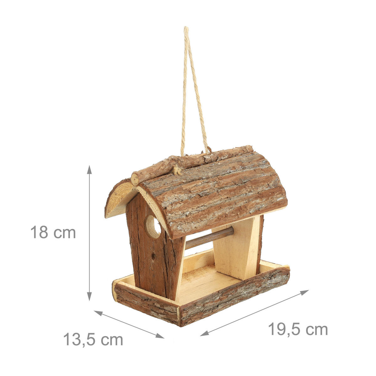 VOGELFUTTERHAUS - Braun, Holz (13.5/18/19.5cm) - Relaxdays