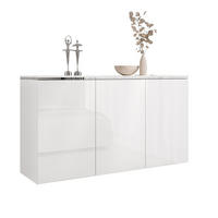 KOMMODE AURORA SILVER 3D – Hängend - Weiß Hochglanz, Holzwerkstoff (140/76/40cm) - Lookway