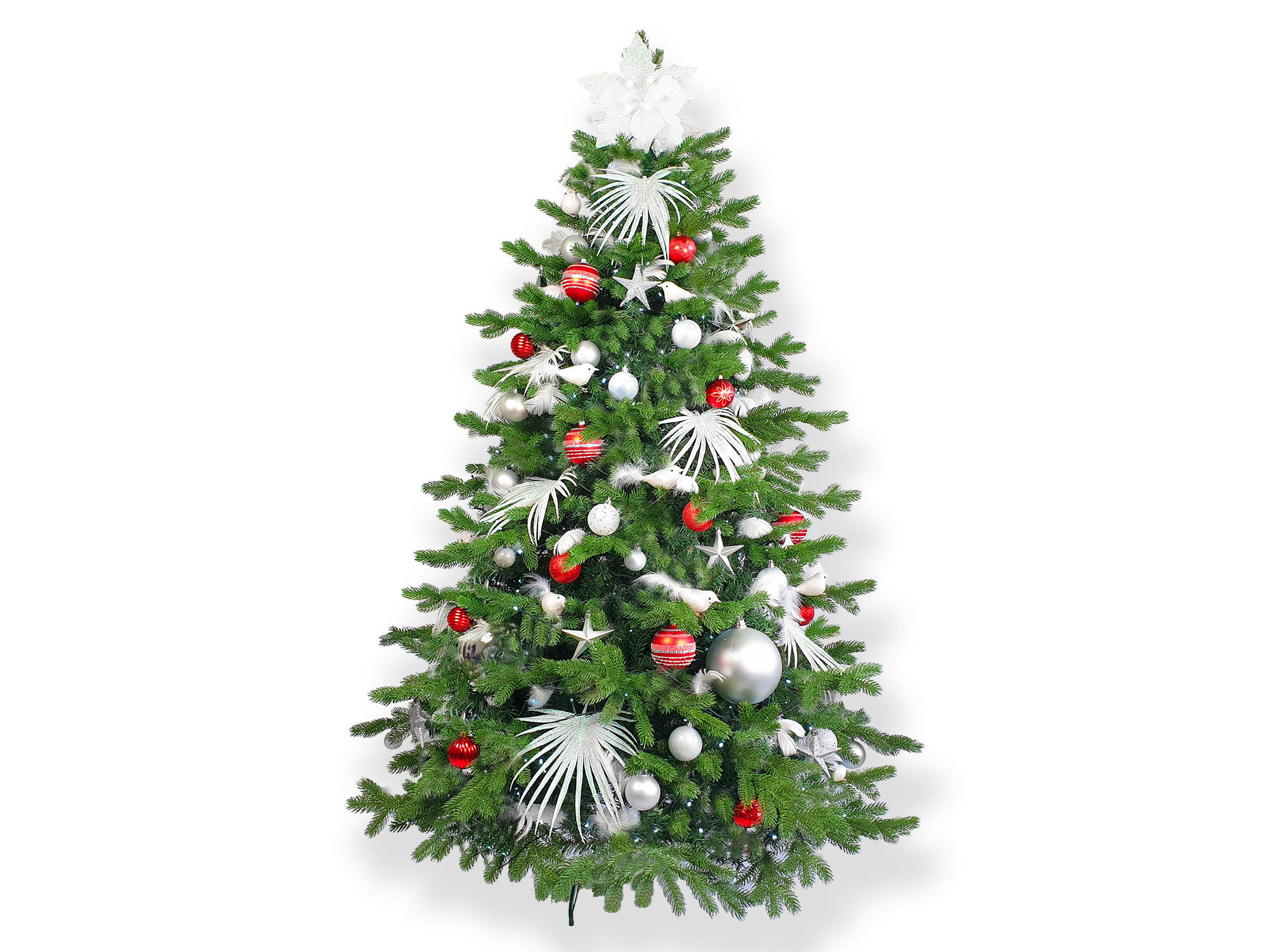 LAALU CHRISTBAUMKUGEL-SET 133 Stück in Luxusbox POLAR RED für Weihnachtsbäume 120-210 cm - Rot/Silberfarben, Glas/Kunststoff (55/50/75cm) - LAALU
