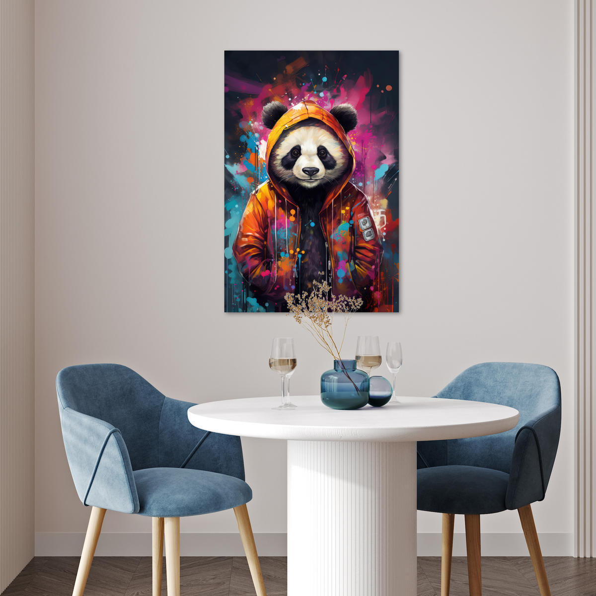 PLAKÁT Panda - Bunda - Graffiti - Oranžová 40x60 cm - pomerančová, papír (40/60/0.1cm) - MuchoWow