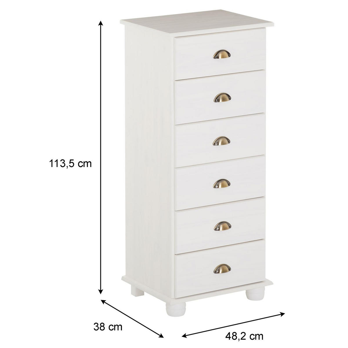 APOTHEKERKOMMODE COLMAR weiß - Weiß, Holz (49/114/39cm) - IDIMEX