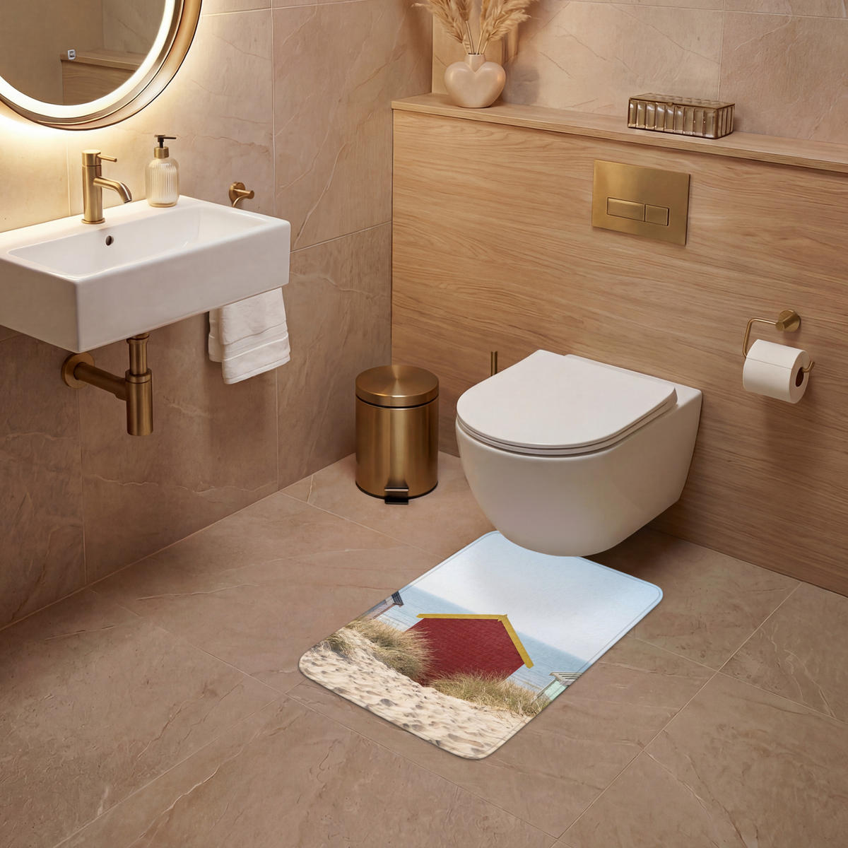 WC PŘEDLOŽKA Pláž - Chaty - Barevné - Duny 40x60 cm - různobarevná, textil/plast (40/1cm) - OnlyWow