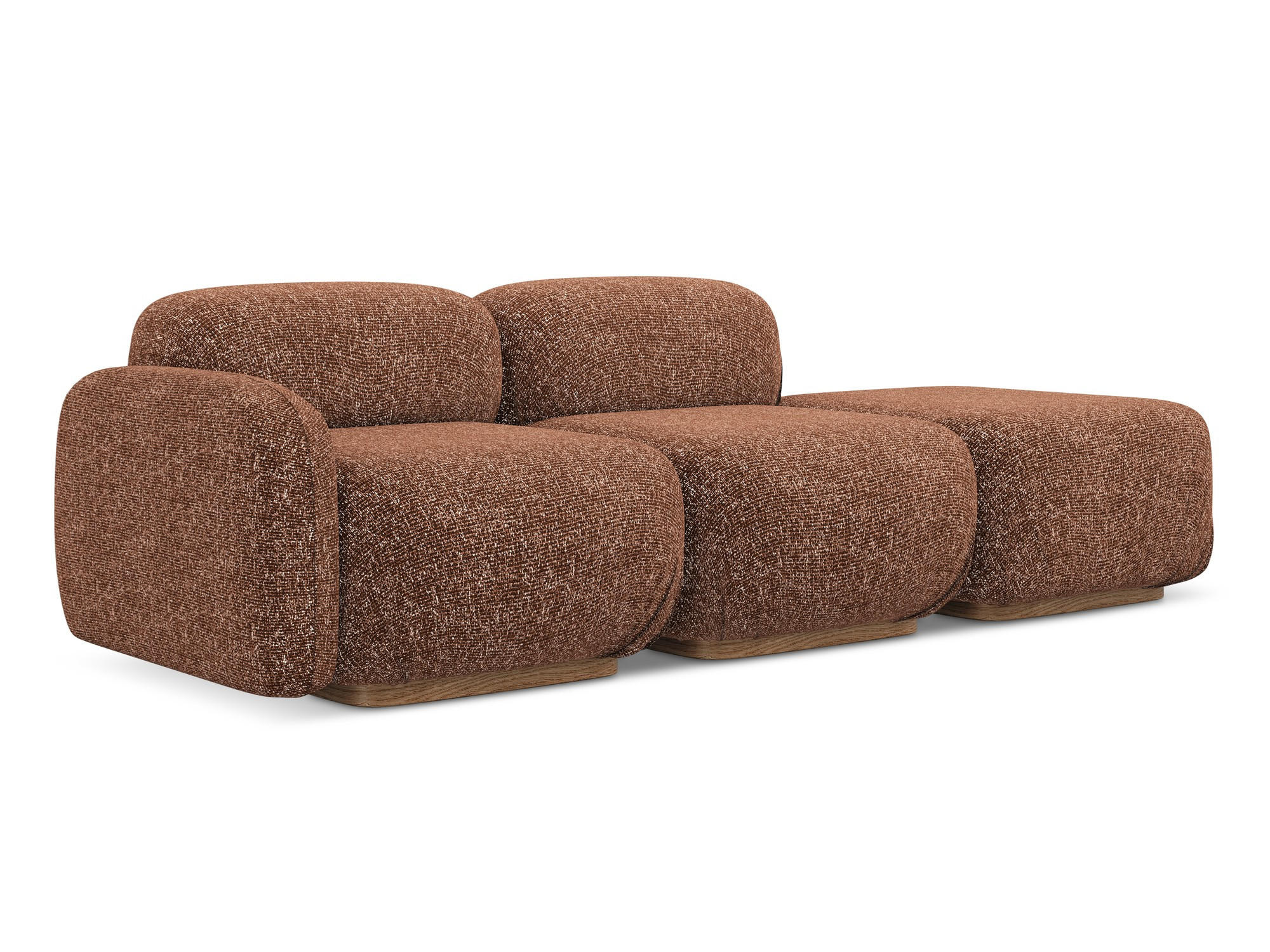 3-SITZER SOFA Rechts Strukturstoff Stoff Orange - Terra cotta/Orange, Holz/Textil (258/73/95cm) - Makamii