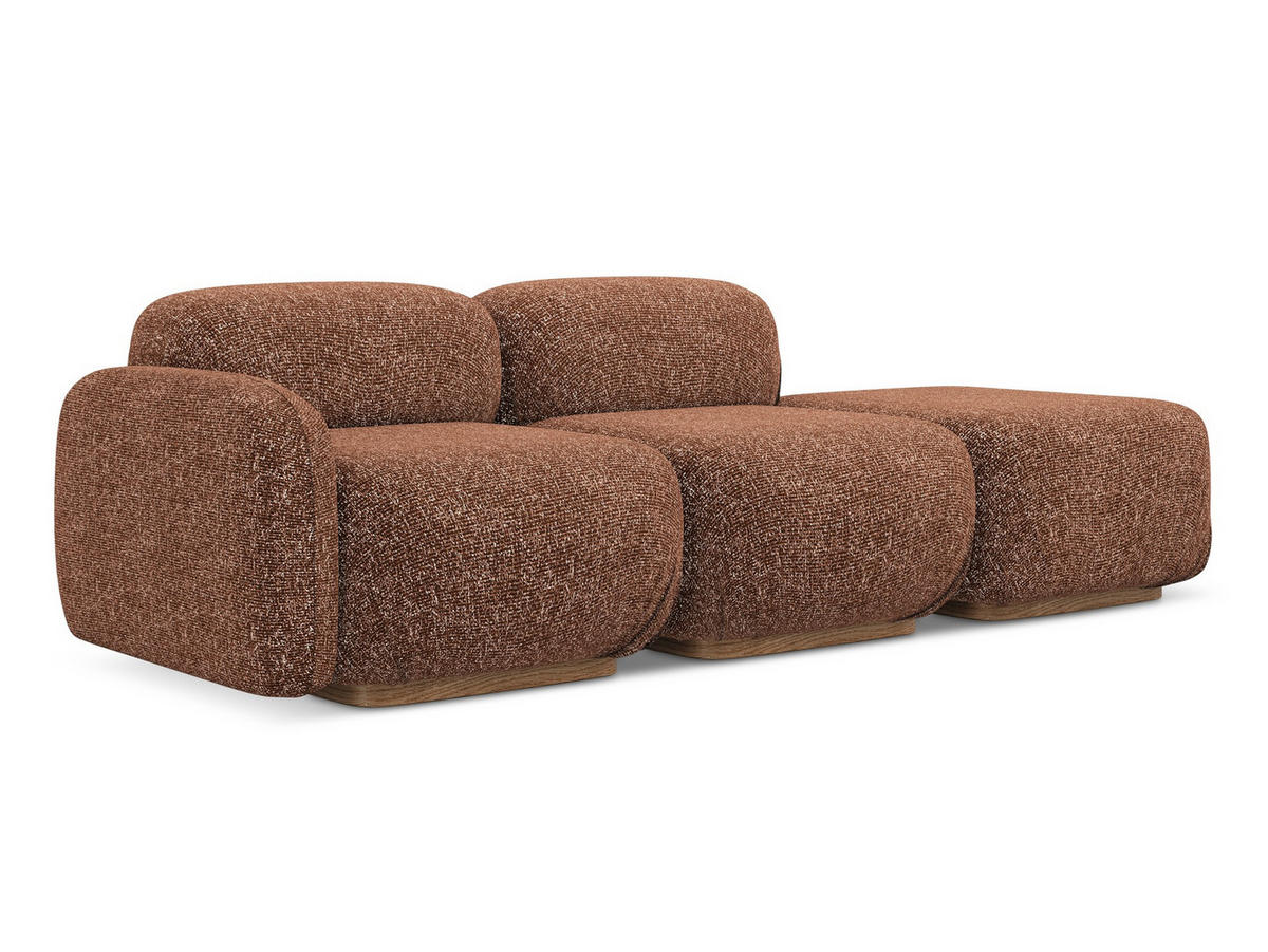 3-SITZER SOFA Rechts Strukturstoff Stoff Orange - Terra cotta/Orange, Holz/Textil (258/73/95cm) - Makamii