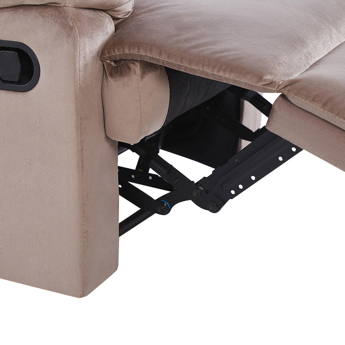 SESSEL Samtstoff taupe verstellbar mit Fußstütze Eslov - Beige/Schwarz, Textil (85/103/90cm) - Beliani