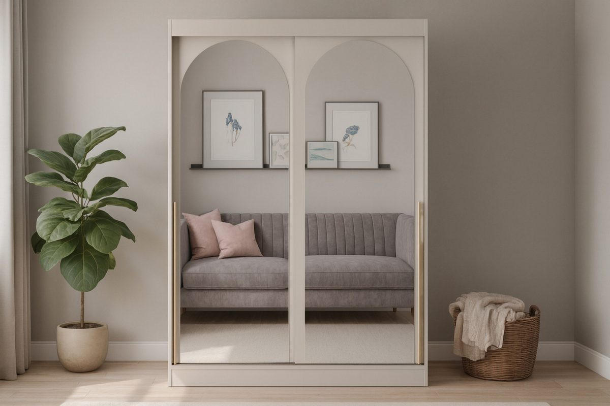 SCHIEBETÜRENSCHRANK MOSSA 150 / 215 / 65 cm in Kaschmir / Gold - Kaschmir/Goldfarben, Holzwerkstoff (150/215/65cm) - Deine Möbel 24