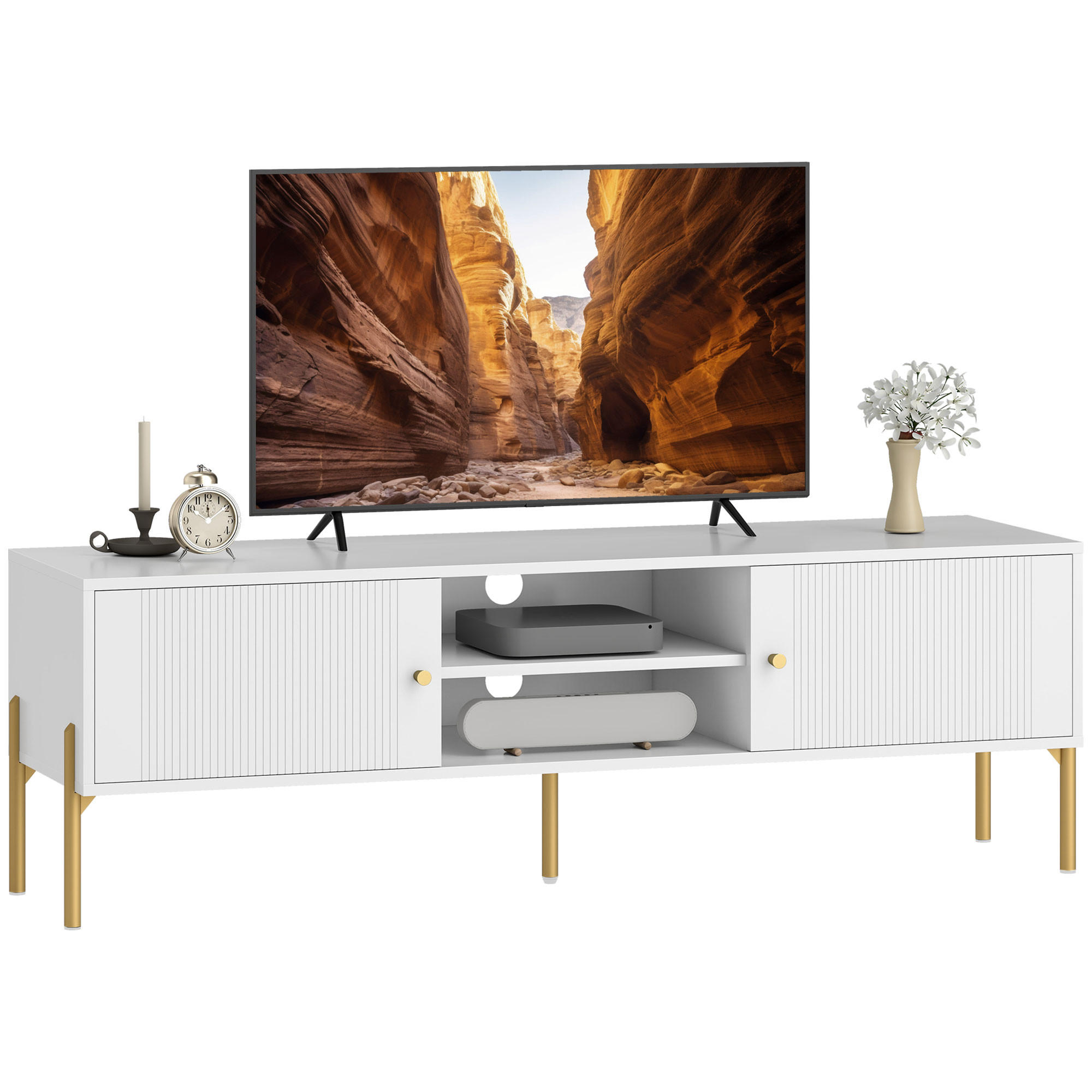 TV-MÖBEL Weiß 1 Stück - Weiß, Holzwerkstoff (140/45.9/38cm) - GiPP