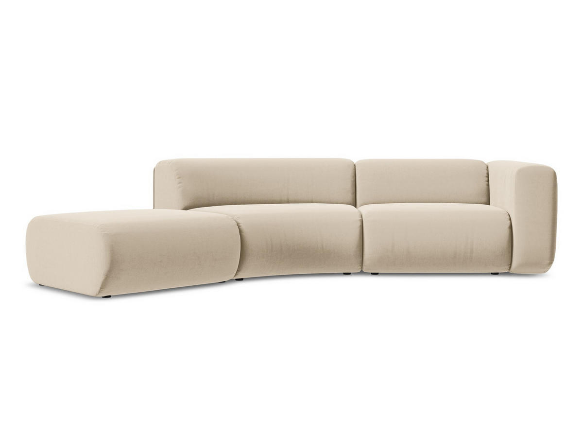 4-SITZER-SOFA Samt Stoff Beige - Beige/Creme, Kunststoff/Textil (335/70/166cm) - Makamii