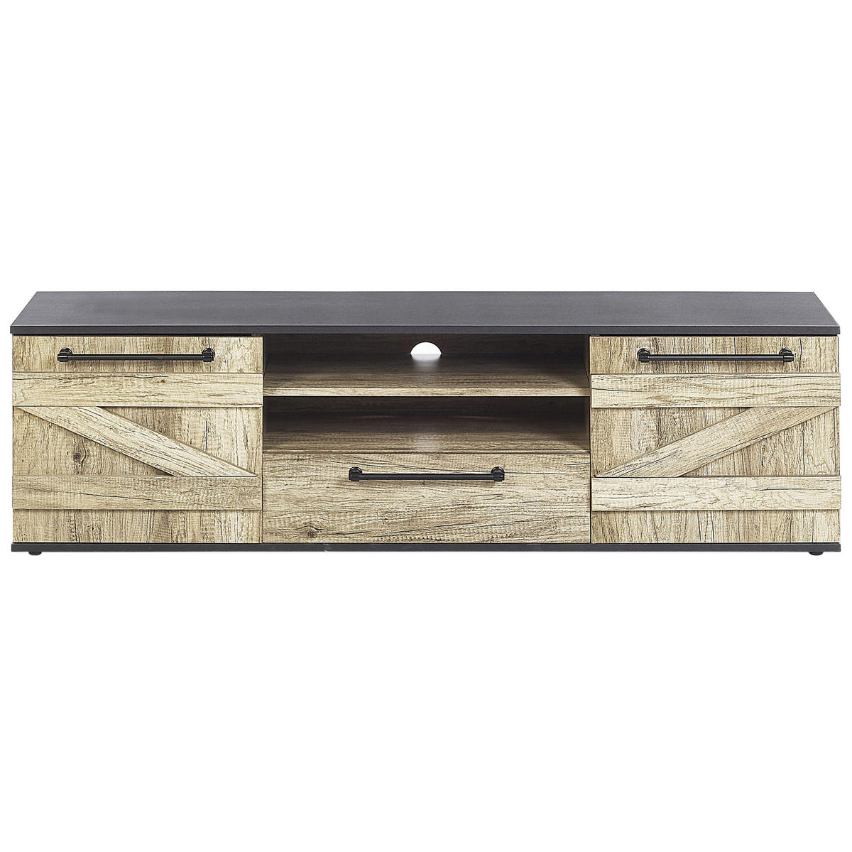 TV-MÖBEL Hellbraun, Schwarz SALTER 40/150/43 cm - Hellbraun, Holzwerkstoff (150/43/40cm) - Beliani