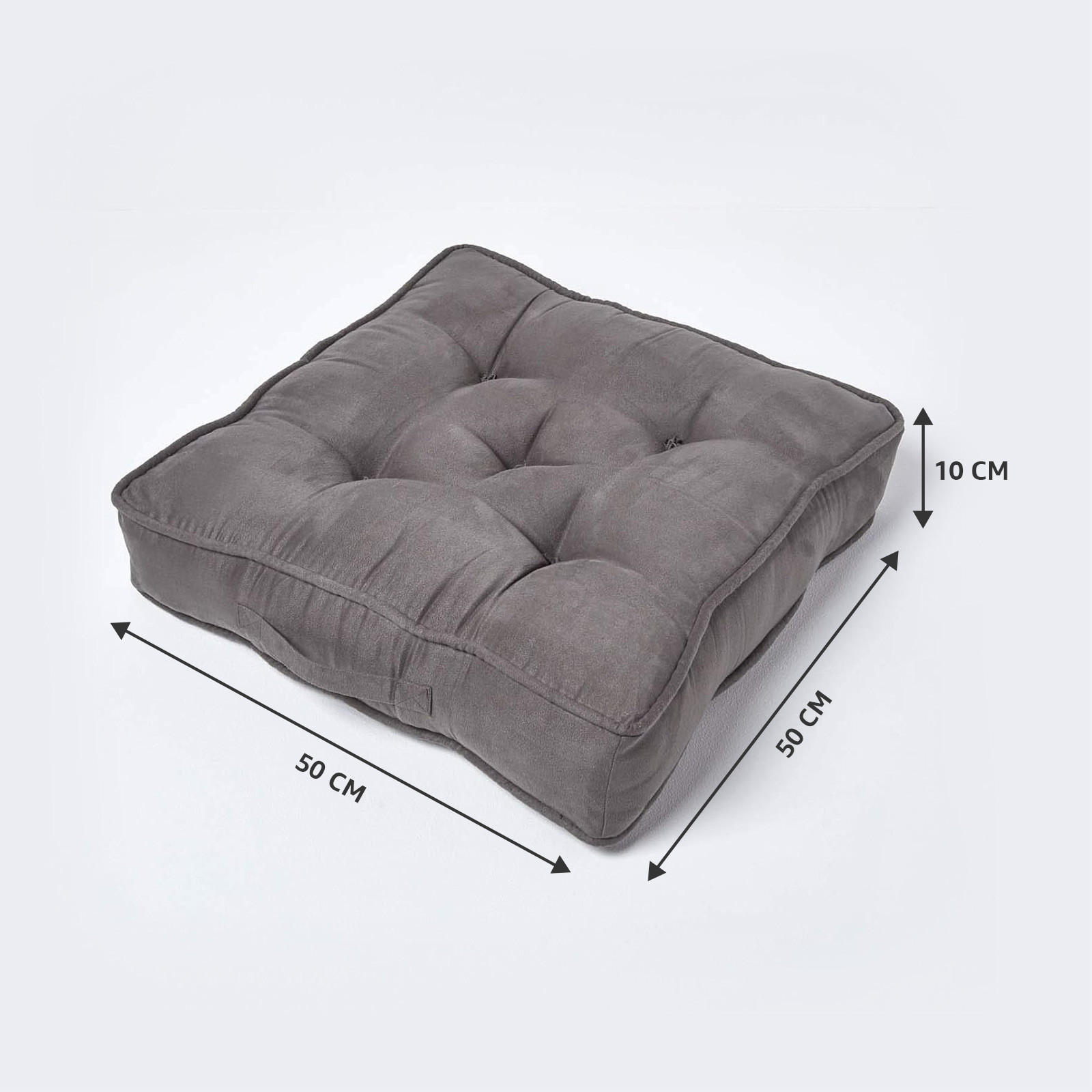 SITZKISSEN taupe-grau 50/50/10 cm – Sesselkissen, Velours - Taupe, Textil (50/50/10cm) - Homescapes