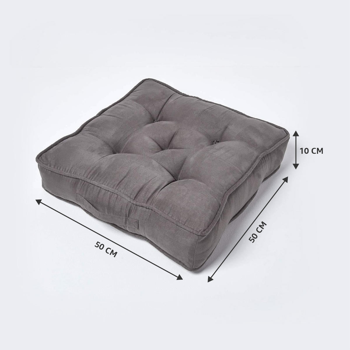SITZKISSEN taupe-grau 50/50/10 cm – Sesselkissen, Velours - Taupe, Textil (50/50/10cm) - Homescapes