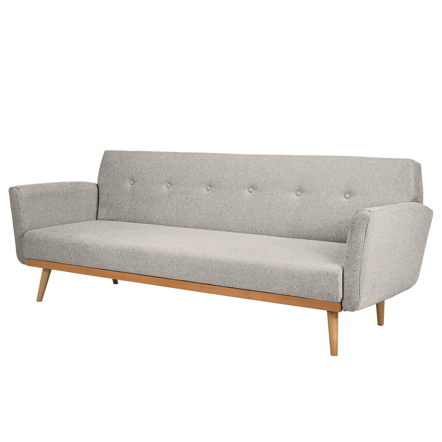 SCHLAFSOFA - Massivholz / Textil - Grau, Holz/Buchenholz (212/79/85cm) - home24