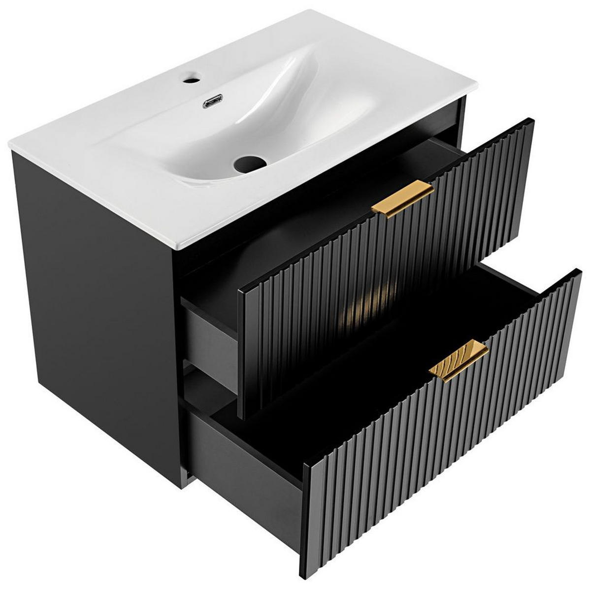 BADMÖBEL-SET 3-TLG. Adelaide-56 - Schwarz, Holzwerkstoff (130/200/46cm) - Lomado