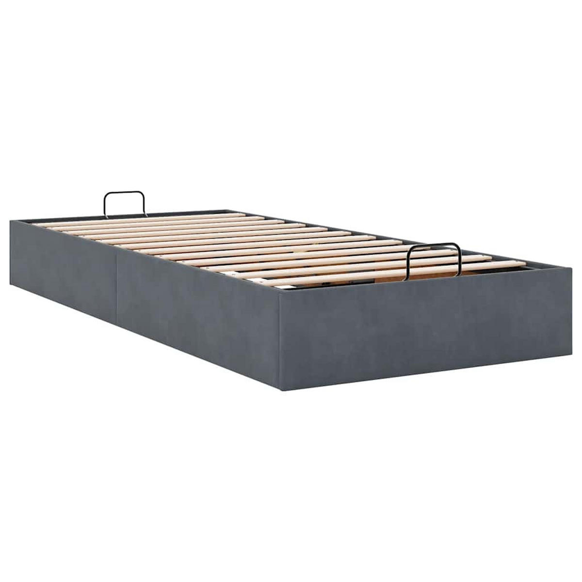 OTTOMAN-BETT Ohne Matratze Dunkelgrau 90/200 Cm Samt - Grau, Holzwerkstoff (90/200cm) - vidaXL