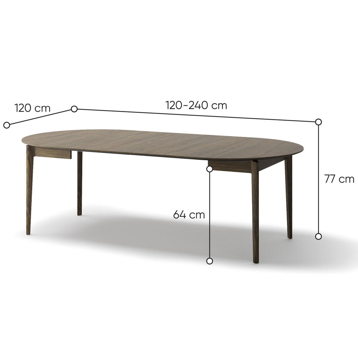 ESSTISCH Plot ausziehbar Dunkle Eichenholzoptik, 120 x 240 x 120 cm - Dunkelbraun, Holz/Holzwerkstoff (120/120/77cm) - Selsey