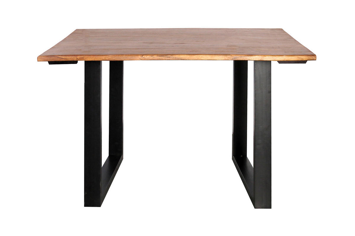 ESSTISCH LORE Holz Akazie - Schwarz/Naturfarben, Holz/Metall (140/90/77cm) - KAWOLA