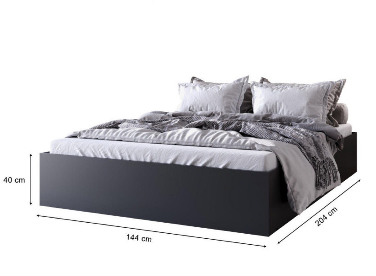 BETT Schwarz MOND Mit Matratze 140x200 cm - Schwarz, Textil (140/200cm) - Sepro Meble