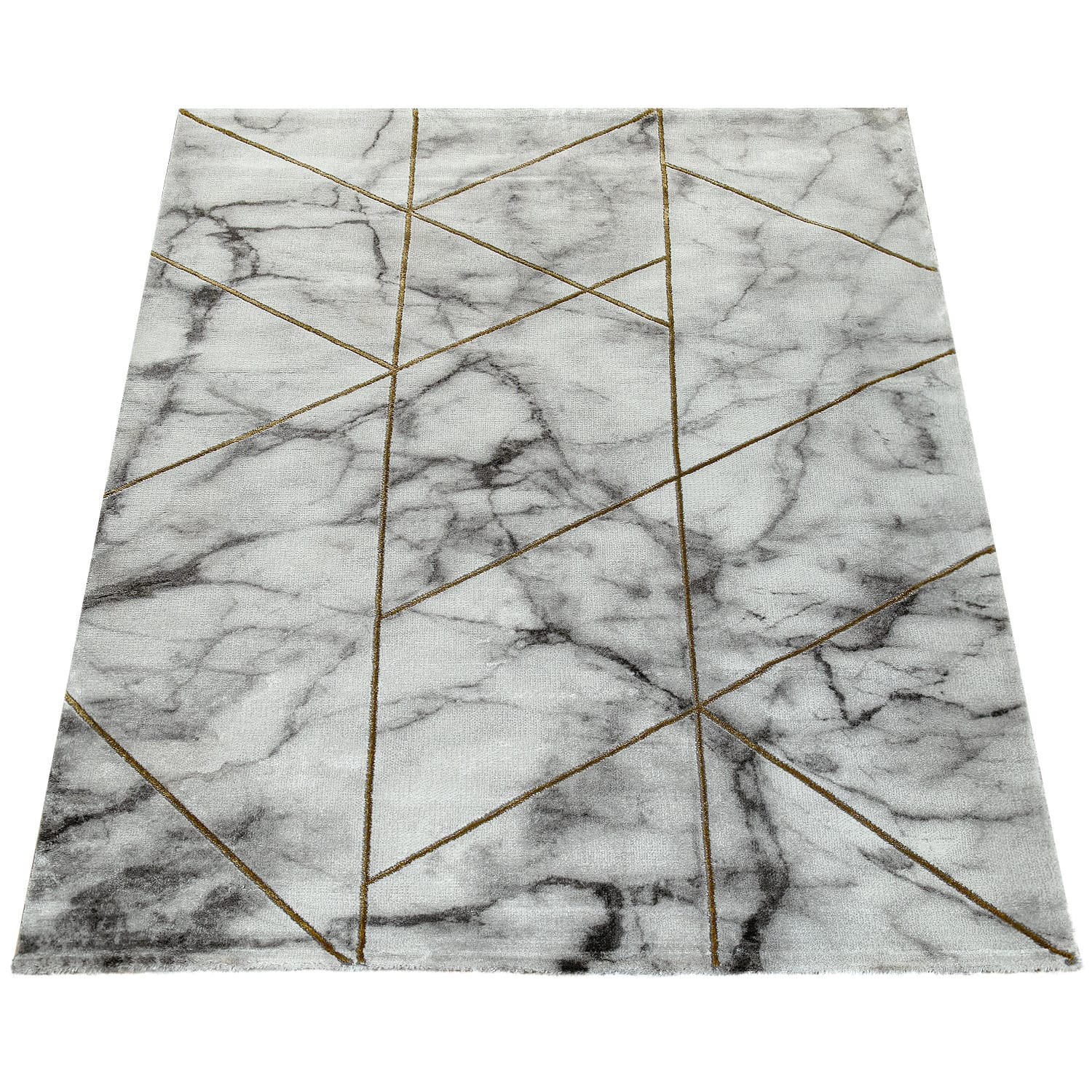 TEPPICH Kurzflor Marmoroptik Wohnzimmer schmutzabweisend Gold Rechteckig 160x230 - Goldfarben, Textil (230/160cm) - KADIMA DESIGN