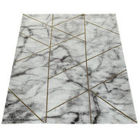 TEPPICH Kurzflor Marmoroptik Wohnzimmer schmutzabweisend Gold Rechteckig 160x230 - Goldfarben, Textil (230/160cm) - KADIMA DESIGN