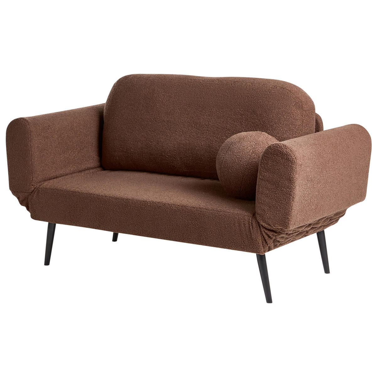 SCHLAFSOFA 2-Sitzer Bouclé Braun Dorotea - Schwarz/Braun, Textil (190/88/79cm) - Beliani