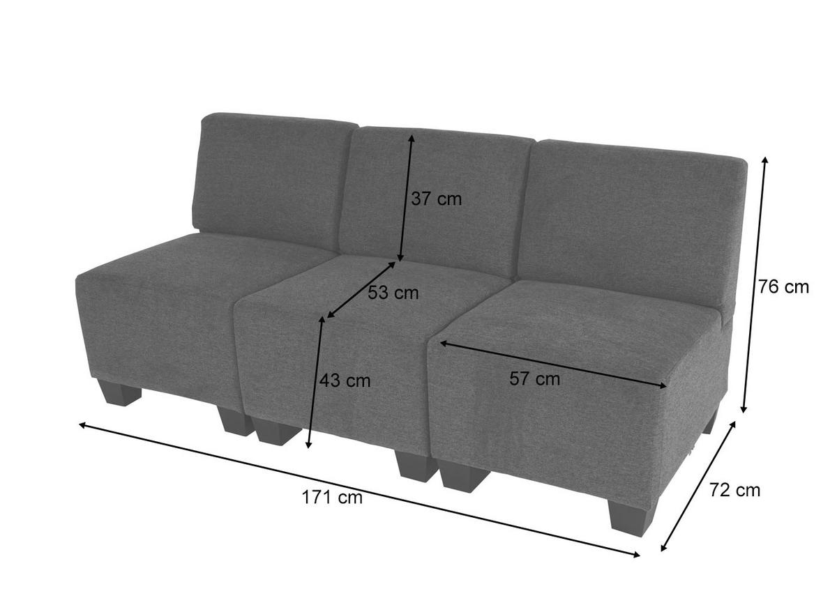 3-SITZER SOFA COUCH MODULAR Anthrazit - Anthrazit, Textil (171/76/72cm) - MCW