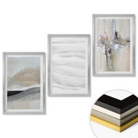 WANDBILDER 3er Set - 40x60 cm Silberner Rahmen - Abstrakte Erdmuster - Silberfarben, Kunststoff (40/60cm) - ArtPrintCave