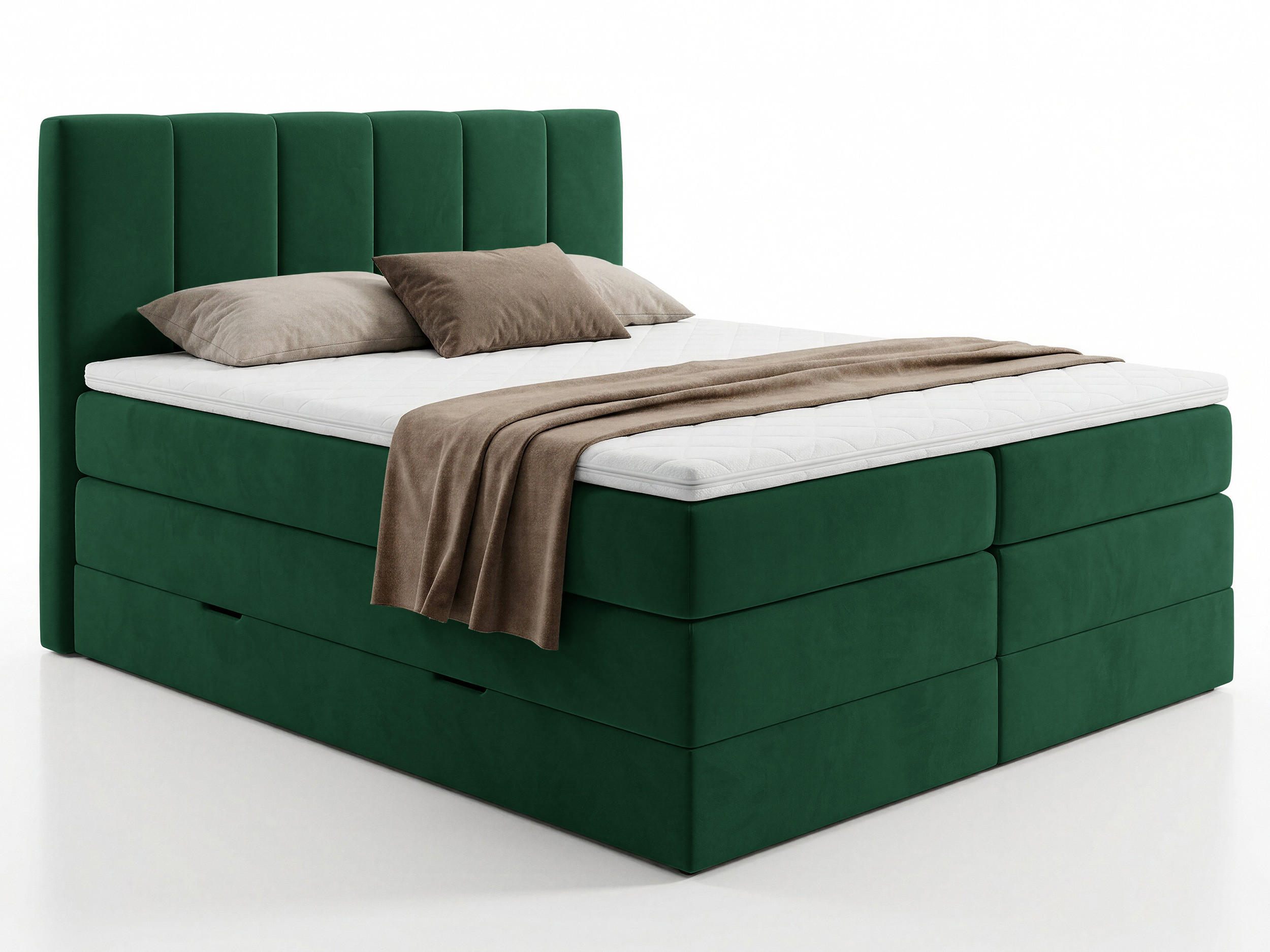 BOXSPRINGBETT Star Max - 160x200 - grün (Kronos 19, Velours) - Schwarz/Grün, Holz/Holzwerkstoff (160/200cm) - Sofnet