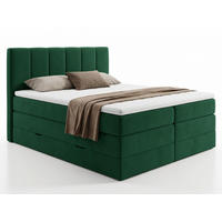 BOXSPRINGBETT Star Max - 160x200 - grün (Kronos 19, Velours) - Schwarz/Grün, Holz/Holzwerkstoff (160/200cm) - Sofnet