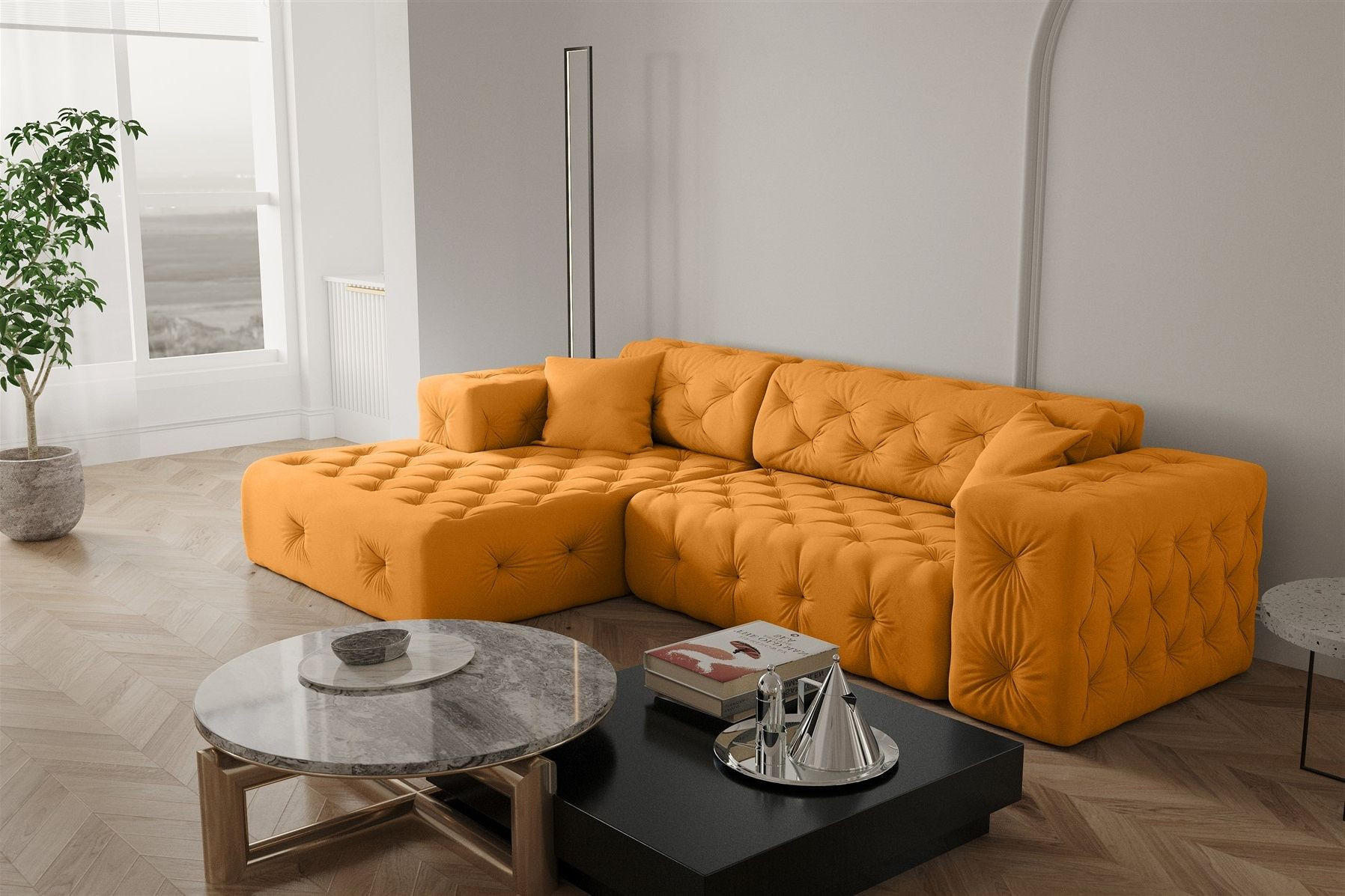 ECKSOFA Chantal - Gelb, Holzwerkstoff/Textil (266/171cm) - Fun Möbel
