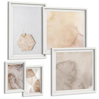 BILDER SET 5er Set - 50x50 cm & 20x30 cm & 40x60 cm Weißer Rahmen - Designabstraktion, Naturinspiration - Weiß, Kunststoff (40/60cm) - TULUP