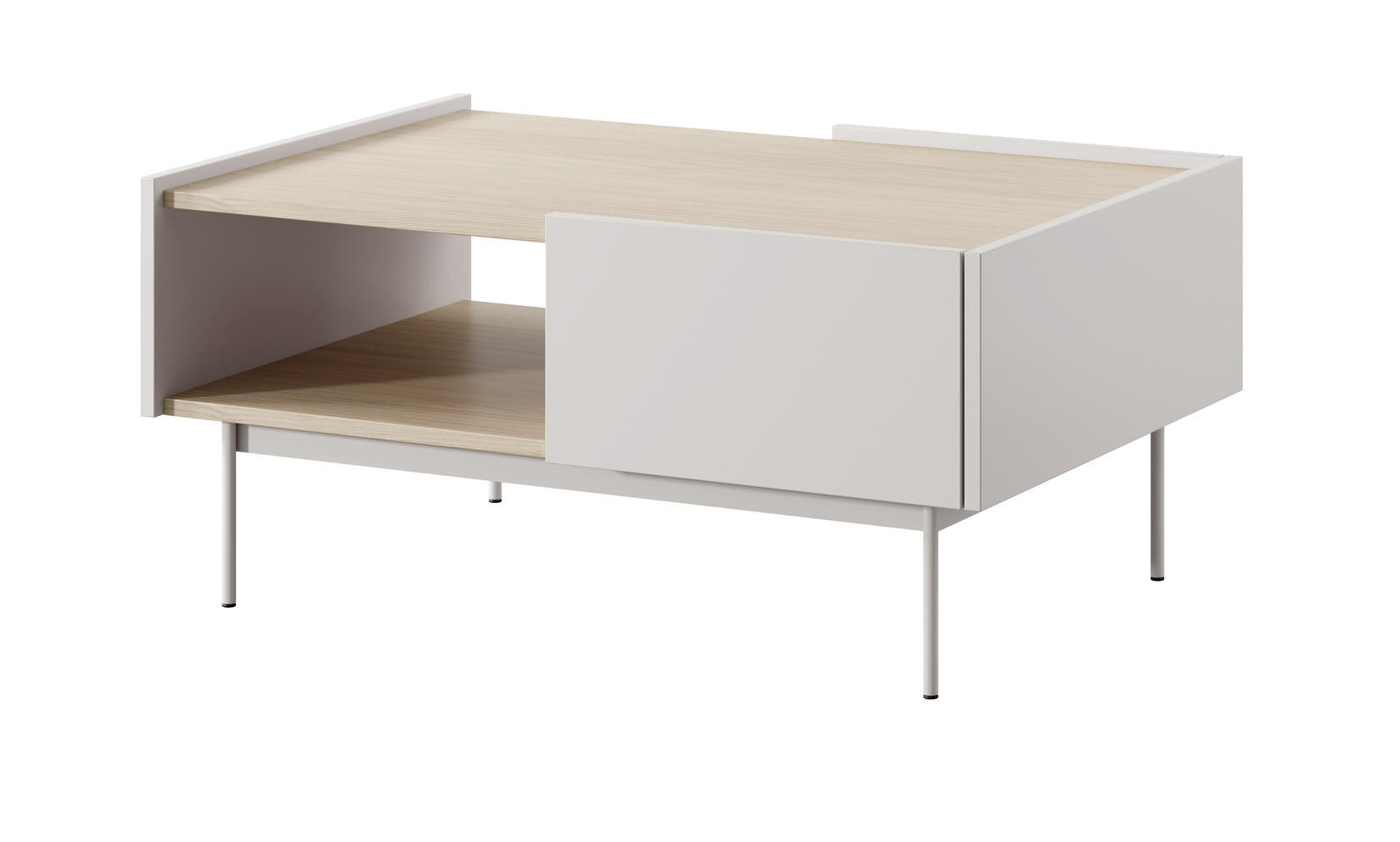 COUCHTISCH 97 cm Laris mit Schubladen - Beinen, Beige - Kaschmir, Holz (65/97/45cm) - Emporius