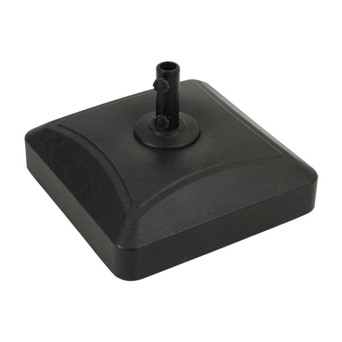 SONNENSCHIRMSTÄNDER mit Rollen aus HDPE in Schwarz quadratisch befüllbar 55 × 55 × 35 cm befüllt bis zu 35 kg - Schwarz, Metall (55/55cm) - Livingandhome