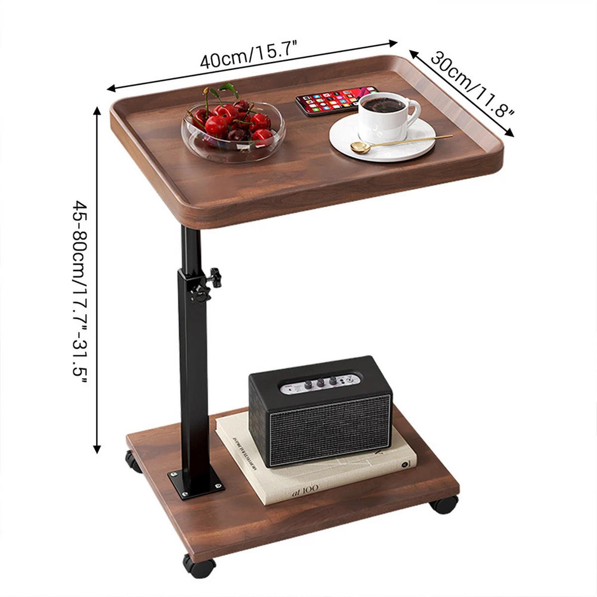 BEISTELLTISCH C-Form 40/30/45-80 cm höhenverstellbar Braun - Braun, Holz (30/40/80cm) - Kaket