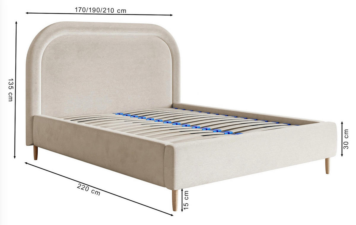POLSTERBETT Loreo Dunkelblau Samt wasserfest 160x200 cm - Beige/Dunkelblau, Holz/Textil (160/200cm) - Selsey