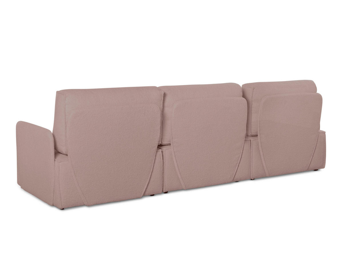 3-SITZER-SOFA Chaiselongue bezogen Bouclé und Kiefernholz Hellrosa LEA - Pink, Textil (278/87/90cm) - RNT By Really Nice Things