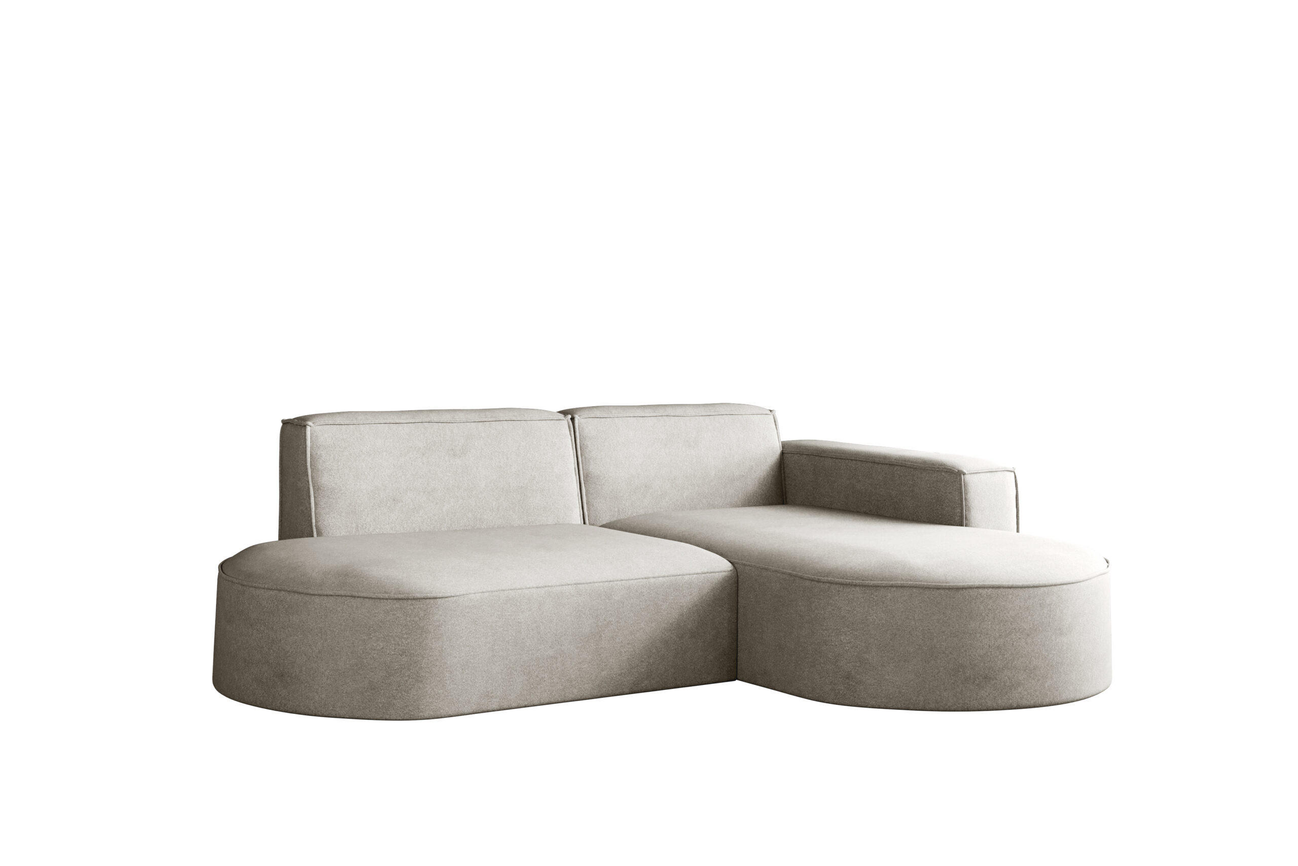 ECKSOFA Modena Modern Und Komfort Velours Stoff Salvador Rechts Hellgrau - Hellgrau, Holz/Textil (236/165cm) - Kaiser Möbel