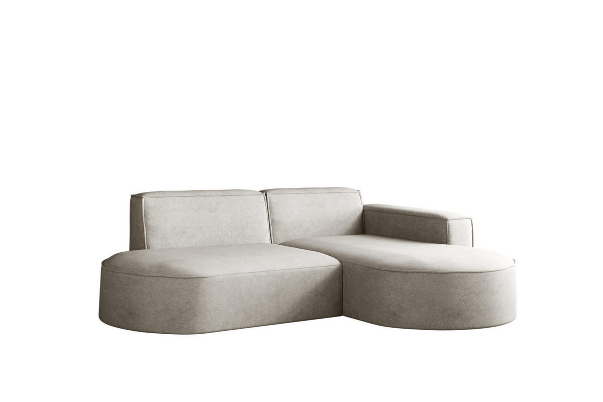 ECKSOFA Modena Modern Und Komfort Velours Stoff Salvador Rechts Hellgrau - Hellgrau, Holz/Textil (236/165cm) - Kaiser Möbel