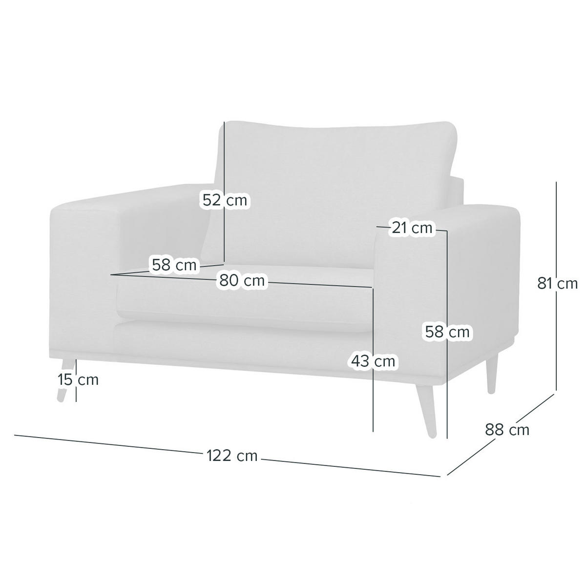 SESSEL - Eichefarben/Petrol, Eichenholz/Textil (122/81/88cm) - home24