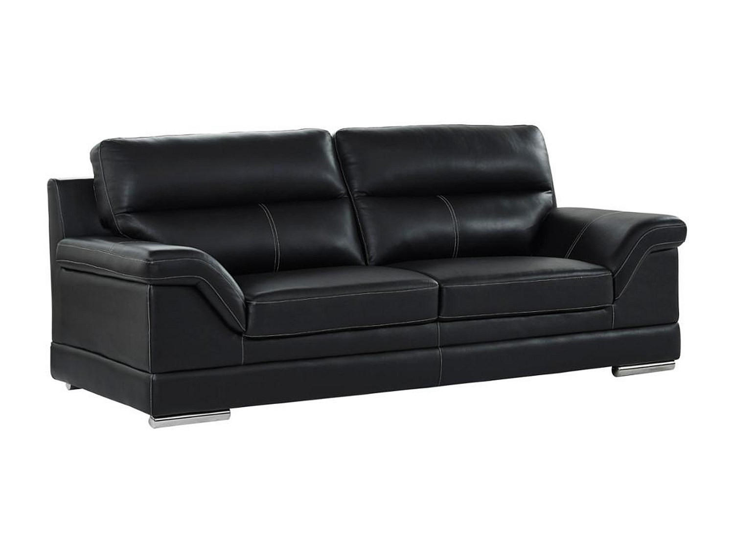 LEDERSOFA 3-Sitzer - Büffelleder - Schwarz - MONIKA - Schwarz, Leder (235/100/103cm) - Vente-Unique