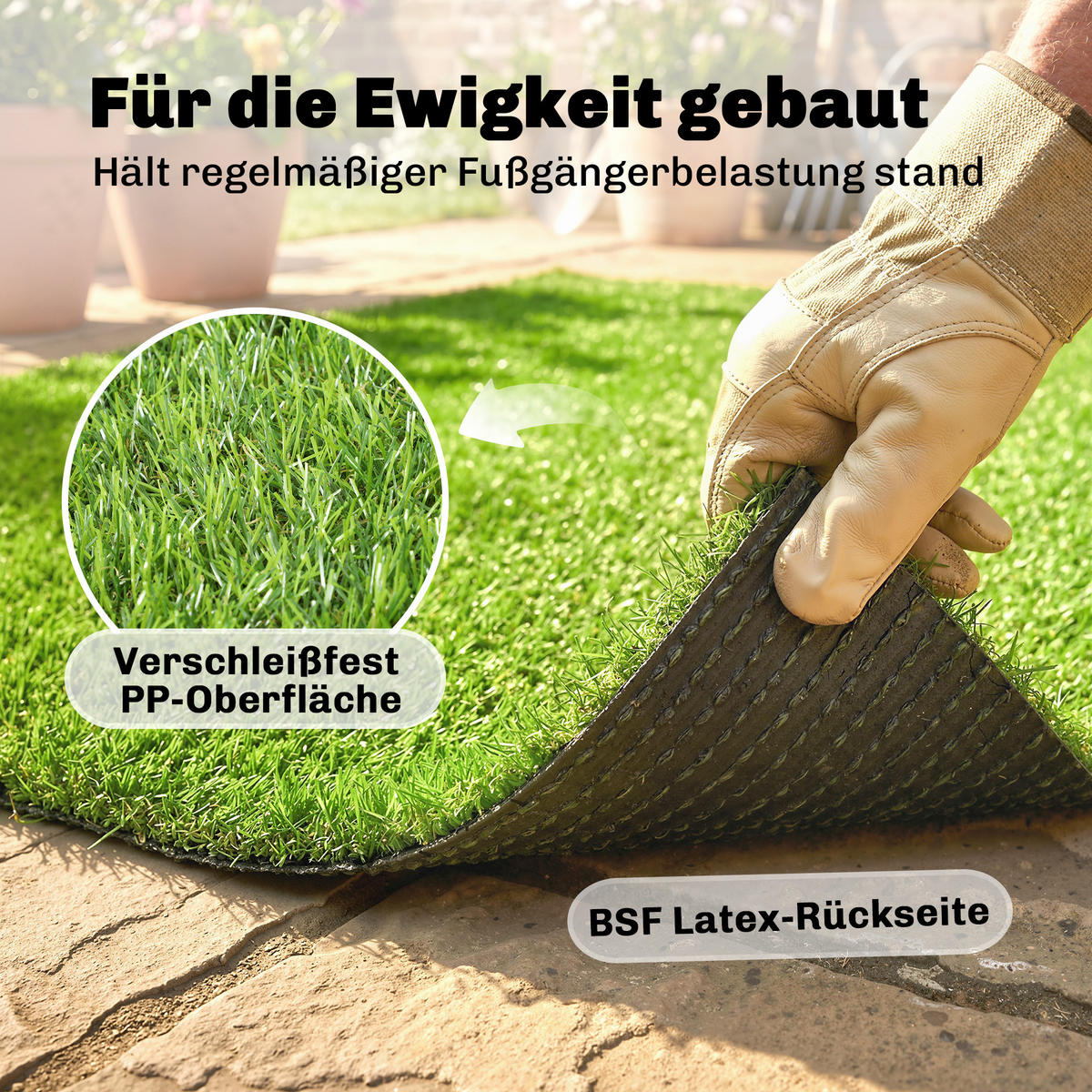 ROLOVANÝ trávník PP-BSF-styrol-butadien-latex zelený - zelená barva, plast/umělá hmota (400/100/2.5cm) - Outsunny