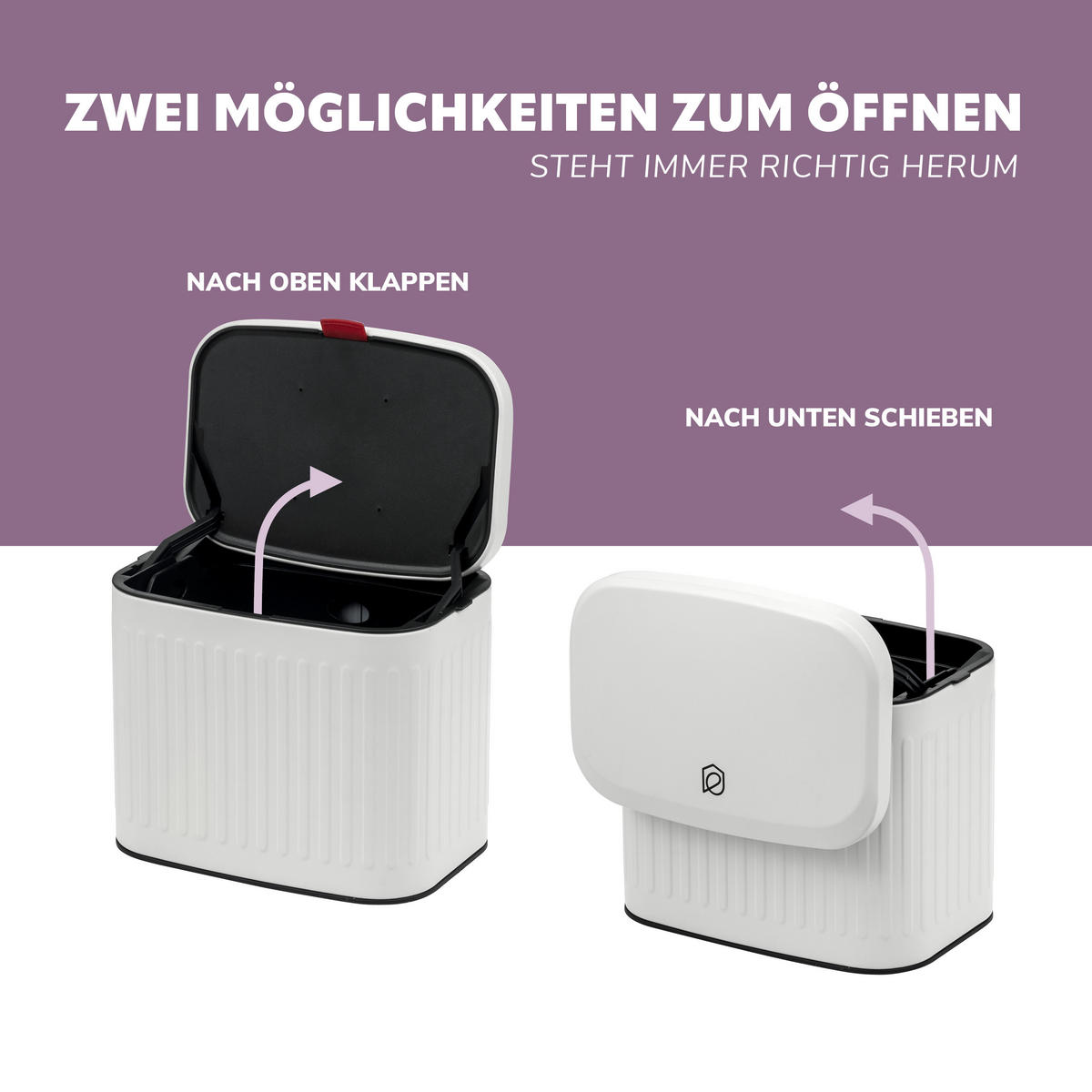 ABFALLEIMER 3 Liter, weiß - Weiß, Metall (22.5/20/16.5cm) - eluno