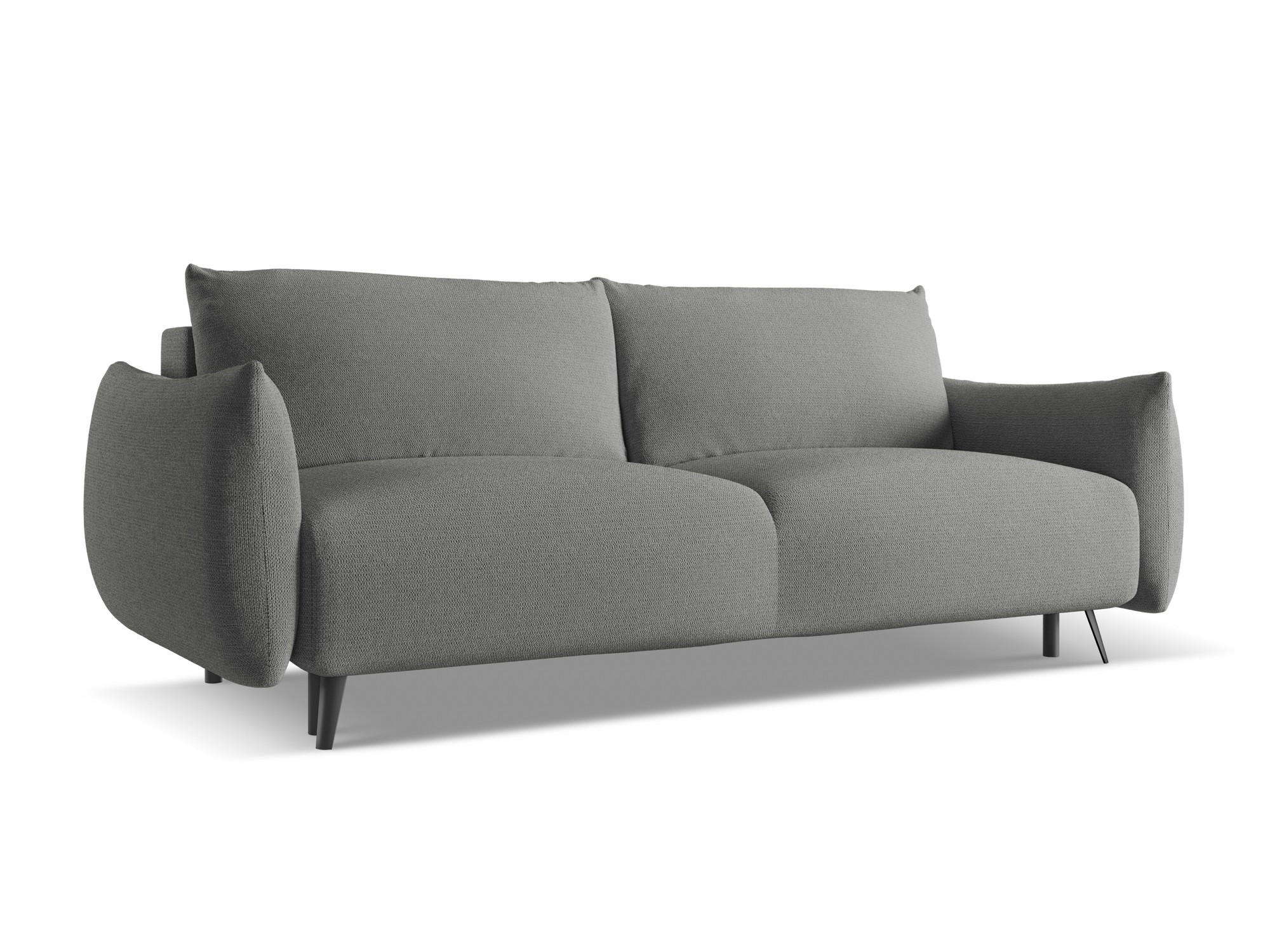 3-SITZER SOFA mit Schlaffunktion Chenille Stoff Grau - Schieferfarben/Schwarz, Textil/Metall (230/86/105cm) - Makamii