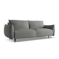 3-SITZER SOFA mit Schlaffunktion Chenille Stoff Grau - Schieferfarben/Schwarz, Textil/Metall (230/86/105cm) - Makamii