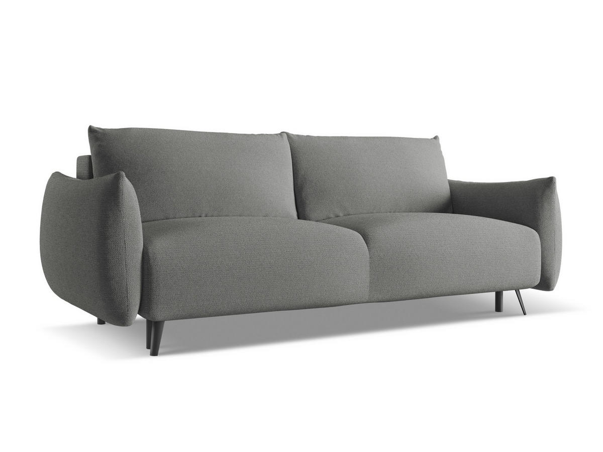3-SITZER SOFA mit Schlaffunktion Chenille Stoff Grau - Schieferfarben/Schwarz, Textil/Metall (230/86/105cm) - Makamii