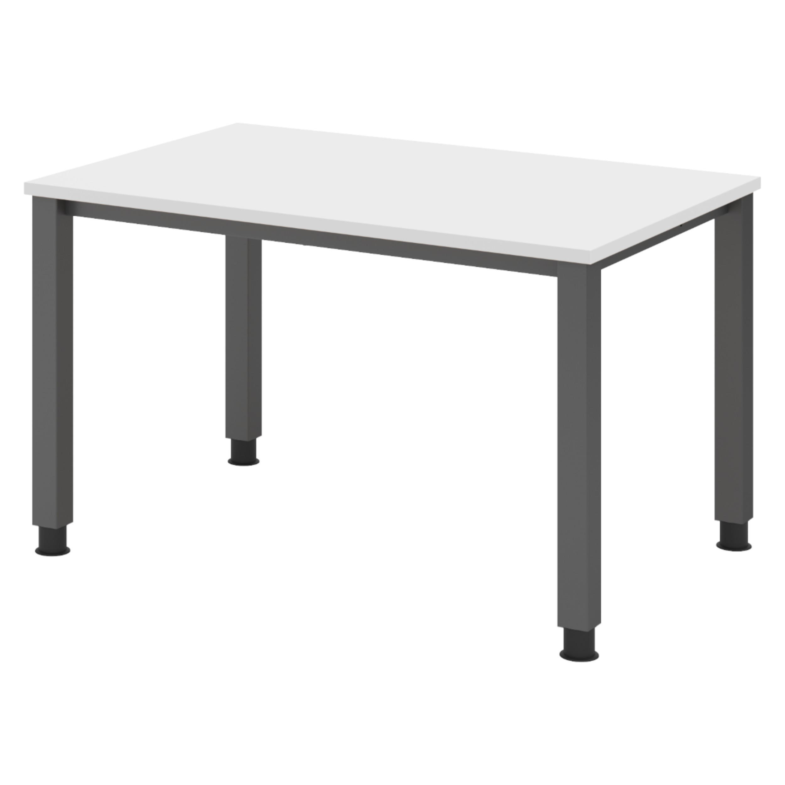 SCHREIBTISCH Serie-Q Gestell: Graphit 80/120/74 cm in Weiß - Weiß, Holzwerkstoff (80/120/74cm) - bümö